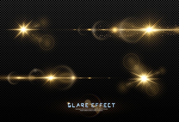 Abstract transparent sunlight special lens flare light effect. blur in motion glow glare. Isolated transparent background. Horizontal star burst rays and spotlight.