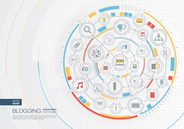 Vector abstract travel background. digital connect system with integrated circles, color  icons. radial graphic  interface. future concept.  infographic illustration