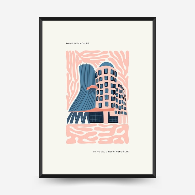 abstract travel and floral posters template modern trendy matisse minimal style