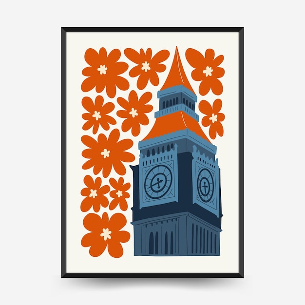 Vector abstract travel and floral posters template modern trendy matisse minimal style