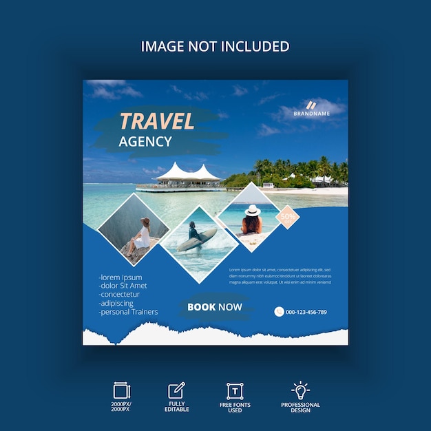 Abstract travel holiday vacation social media post web banner design template 04