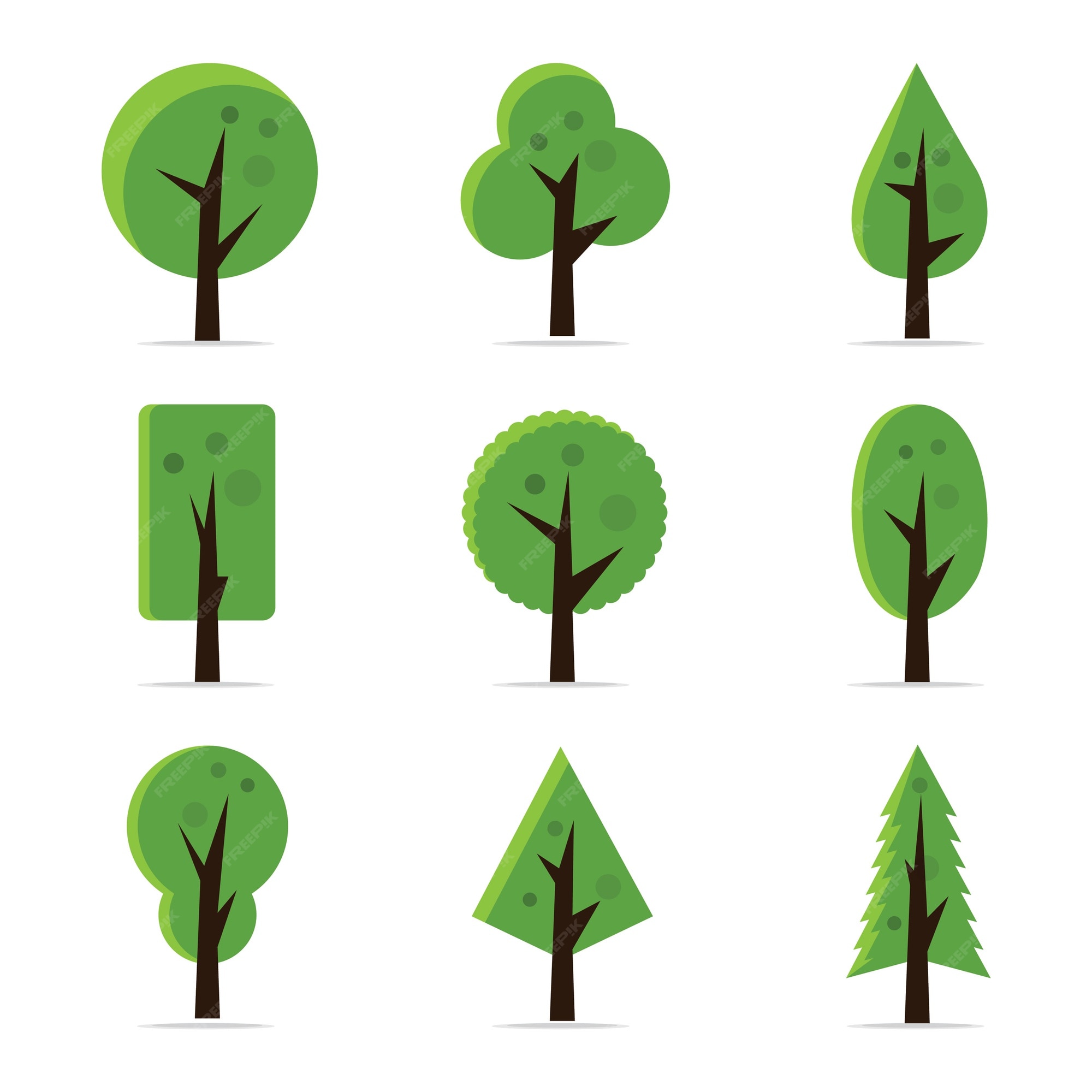 Деревья разных геометрических форм