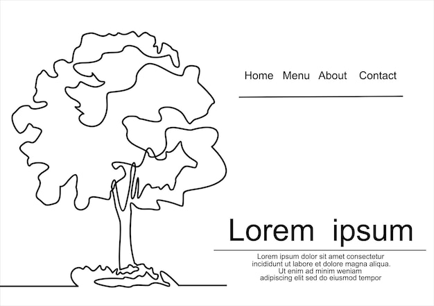 Абстрактное дерево в стиле рисования непрерывной линии.
