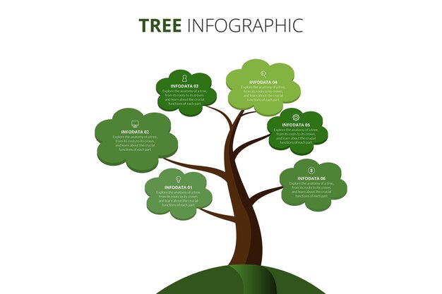 벡터 추상적인 나무 인포그래픽 요소 디자인 템플릿 색 배경에 고립 된 장식 나무
