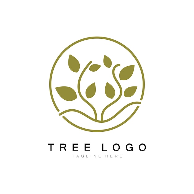 ベクトルの組み合わせで森と公園の自然のための抽象的な木のロゴ