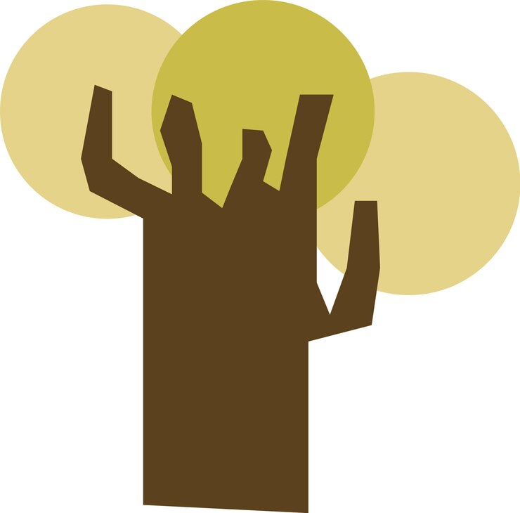 Vector abstract tree with round foliage paper cut