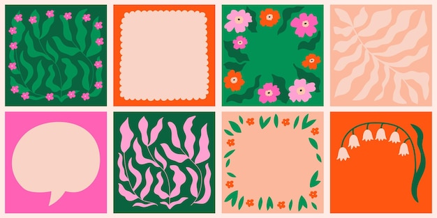 Vector abstract trendy backgrounds with flowers and leaves vector templates