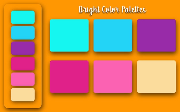 Abstract trendy bright color palettes set, background for ui ux design