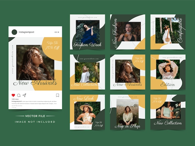 abstract trendy fashion sale instagram post template  
