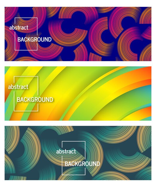 Abstract trendy geometric backgrounds Banner design Set of three beautiful futuristic dynamic pattern design Vector illustration