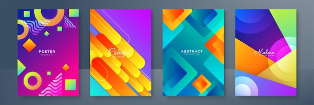 Abstract trendy gradient flowing geometric pattern background texture for poster cover design Minimal color gradient banner template Modern vector wave shape for brochure