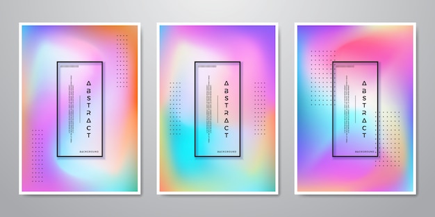 Abstract trendy gradient shapes holographic backgrounds