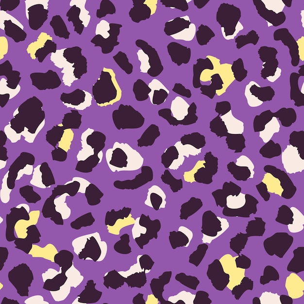 Abstract trendy leopard skin seamless pattern design, vector illustration on black background.