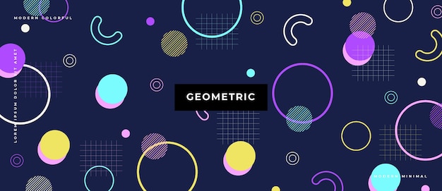 Abstract trendy objects geometric elements gradient banner.