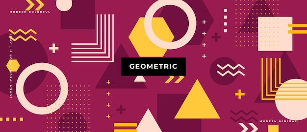 Abstract trendy objects geometric elements gradient banner.