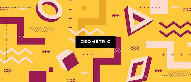 Abstract trendy objects geometric elements gradient banner.