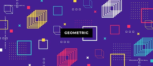 Abstract trendy objects geometric elements gradient banner.