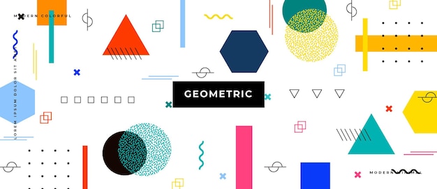 Abstract trendy objects geometric elements gradient banner.