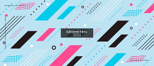 Banner sfumato geometrico di oggetti alla moda astratti