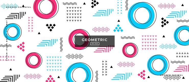 Abstract Trendy objects geometric gradient banner