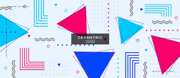 Banner sfumato geometrico di oggetti alla moda astratti