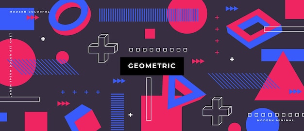 Abstract trendy objects geometric gradient banner