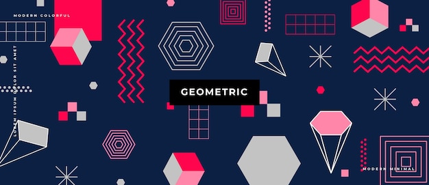 Banner sfumato geometrico di oggetti alla moda astratti