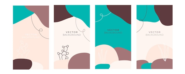 Abstract trendy universal artistic background templates with floral, leaves, organic, hand drawn, and lines. Good for cover, invitation, banner, placard, brochure, poster, card, flyer and other