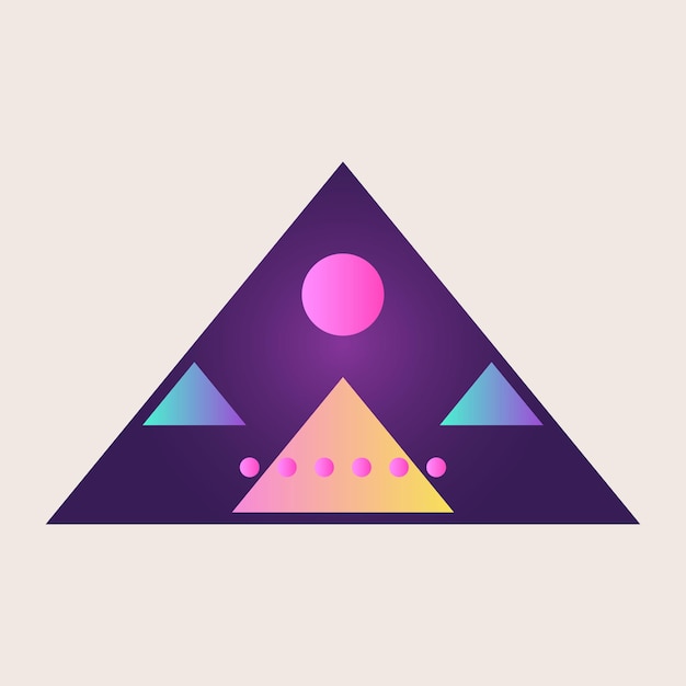 Vector abstract triangle cone icon element gradient texture color graphic geometric art retro shape pattern