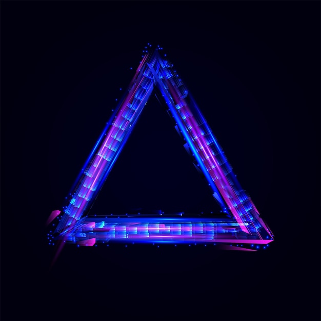 Vector abstract triangle futuristic glitch frame colorful light effect