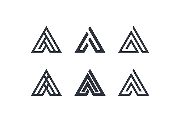 Abstract triangle shape with letter a tech business logo set collection. design template vector