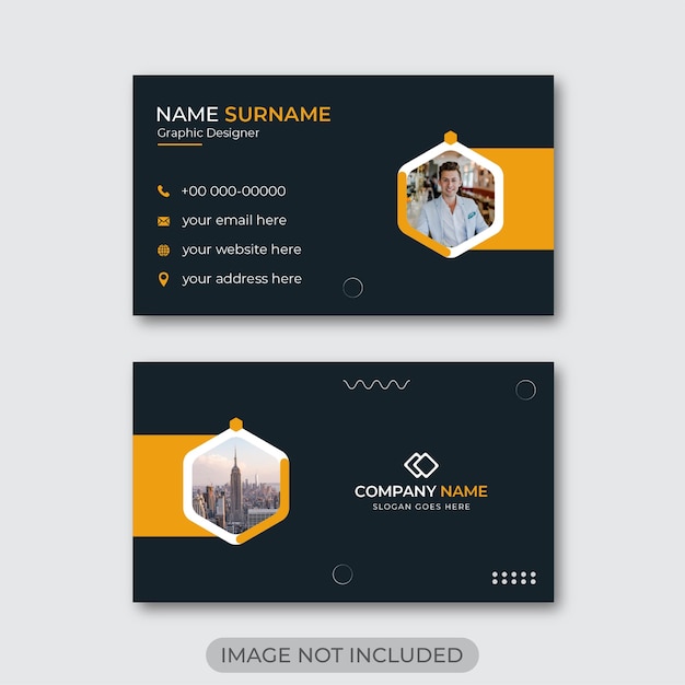 Abstract triangle yellow modern business card design template