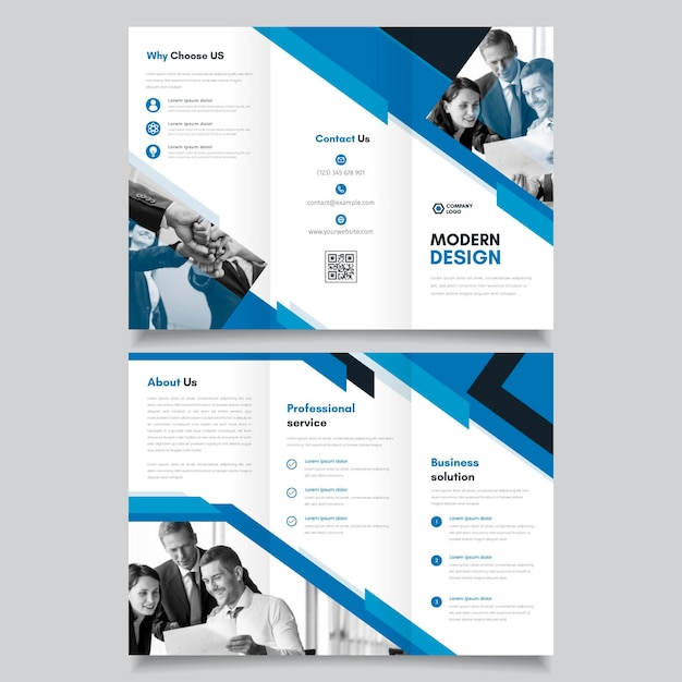 Vector abstract trifold brochure template with photo