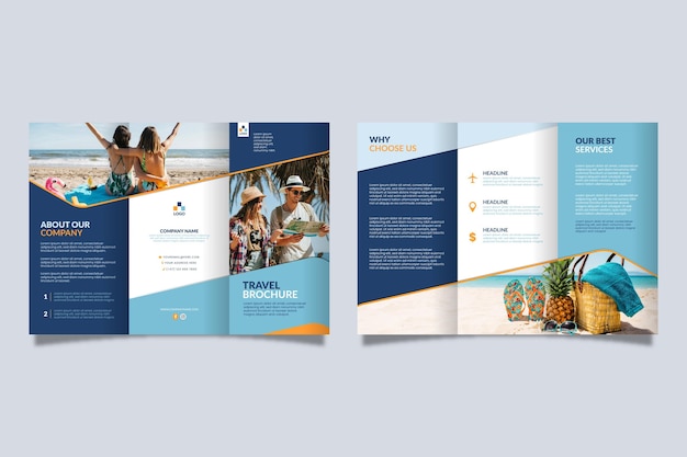 Vector abstract trifold brochure template with photo