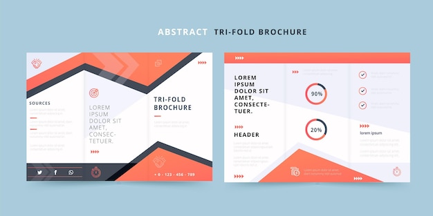 Vector abstract trifold brochure with geometric lines