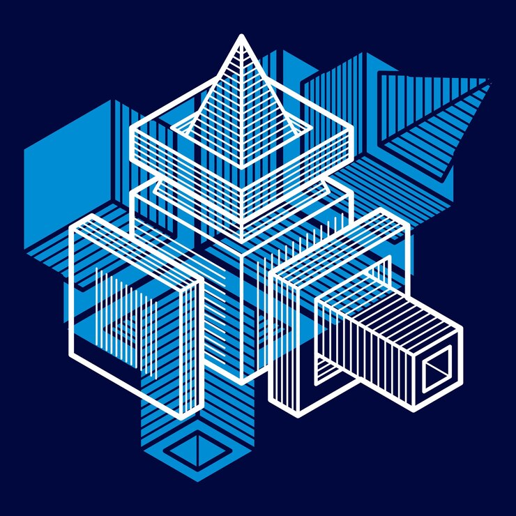 Vector abstract trigonometric construction, vector dimensional design template.