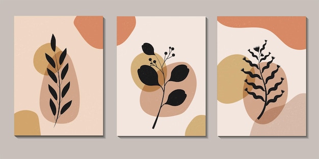 Abstract tropical flowers and leave posters