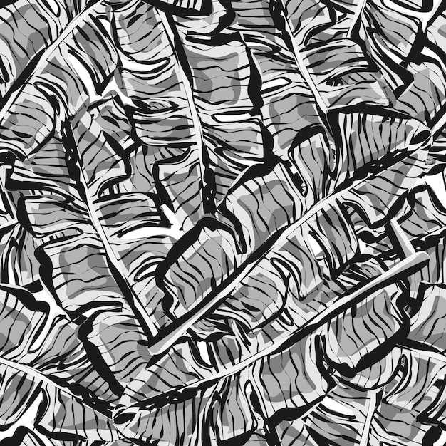 추상 열 대 잎 원활한 패턴 이국적인 잎의 위장 배경 인쇄 직물 포장지 패션 인테리어 벽지 조직 벡터 일러스트 레이 션에 대 한 반복 된 디자인 질감