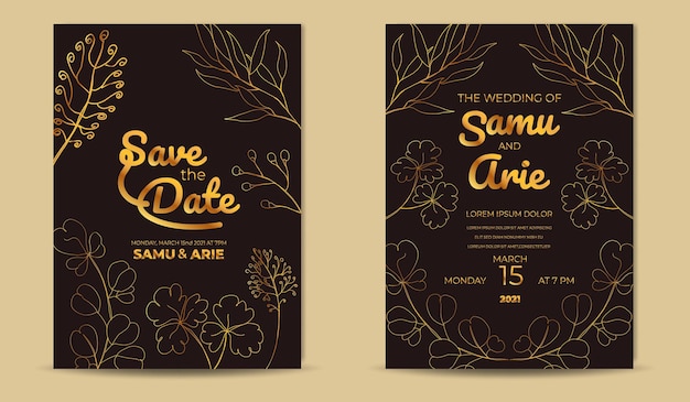 Abstract tropical leaves wedding invitation