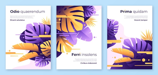 Abstract tropical vector backgrounds brochure templates cover designs colorful posters