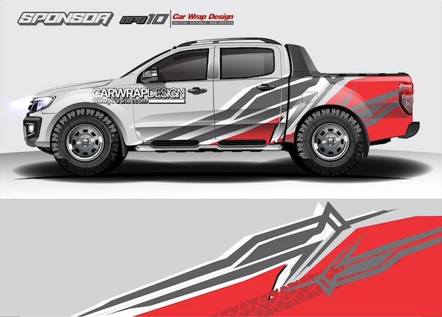 Abstract  for truck, racing car wrap design and vehicle livery