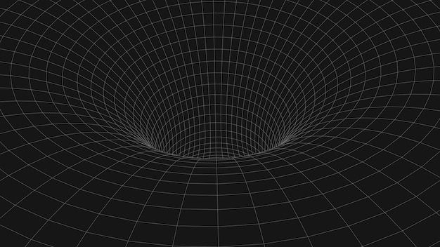 터널 및 복도의 메쉬 구조 3D 그리드가 있는 추상 터널 벡터 웜홀