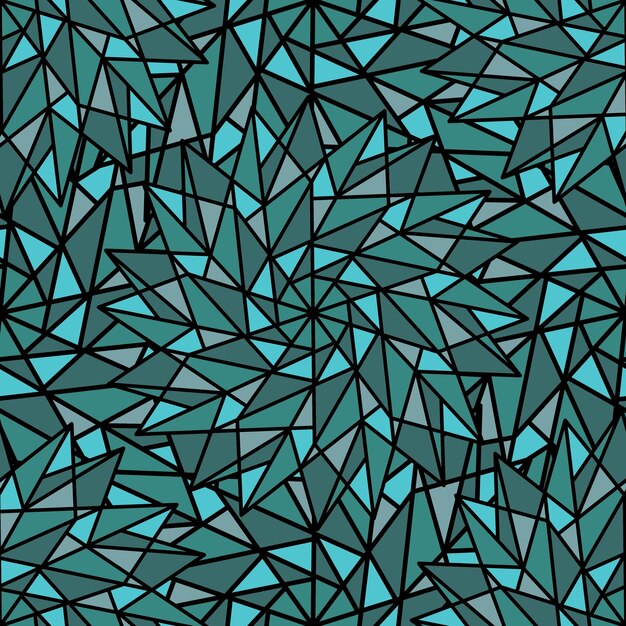 Vector abstract turquoise vector seamless background with complex geometric stars in the form of a kaleidoscope