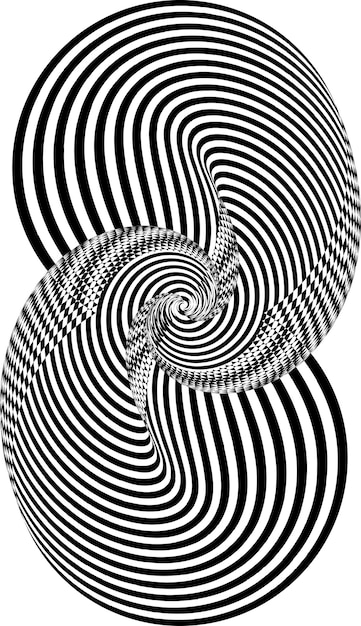 Абстрактная скрученная черно-белая форма оптическая иллюзия искаженной поверхности скрученные округлые полосы