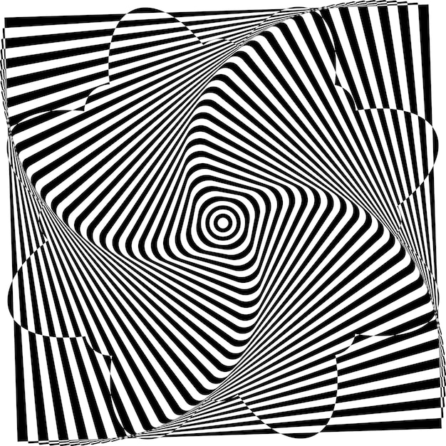 Abstract twisted black and white background Optical illusion of distorted surface Twisted stripes Radial pattern