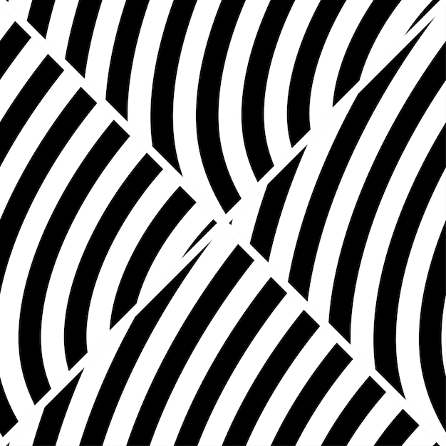 Абстрактный скрученный черно-белый фон Оптическая иллюзия искаженной поверхности Скрученные полосы Стилизованный 3d баннер Векторная иллюстрация Отлично подходит для настенного искусства плакат баннер веб