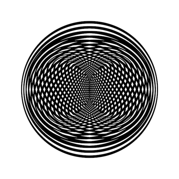 Abstract twisted black and white background Optical illusion of distorted surface Twisted stripes Stylized 3d figure Vector illustration Great for wall art poster banner web