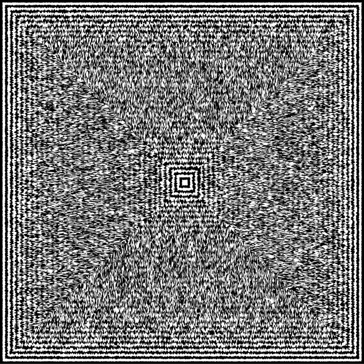 Vector abstract twisted black and white background optical illusion of distorted surface twisted stripes stylized 3d tunnel