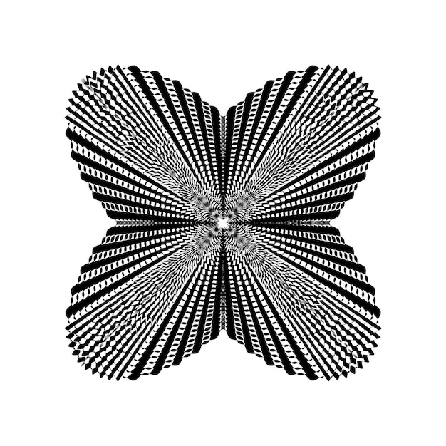 抽象的なツイスト白黒図歪んだ表面の目の錯覚ツイストストライプ定型化された3D図ベクトルイラスト壁の芸術のポスターバナーウェブに最適