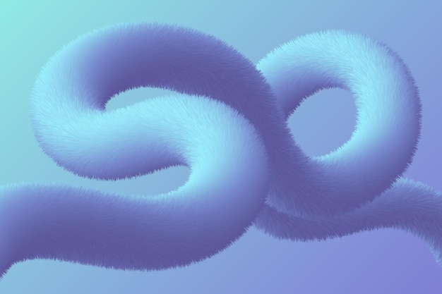 Abstract twisted curve hairy fluffy shape illustration design
